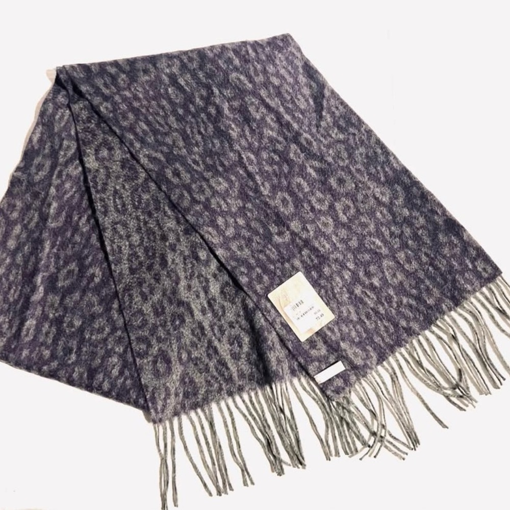 NWT Nordstrom 100% Cashmere Purple/Grey 65” x 10” Unisex